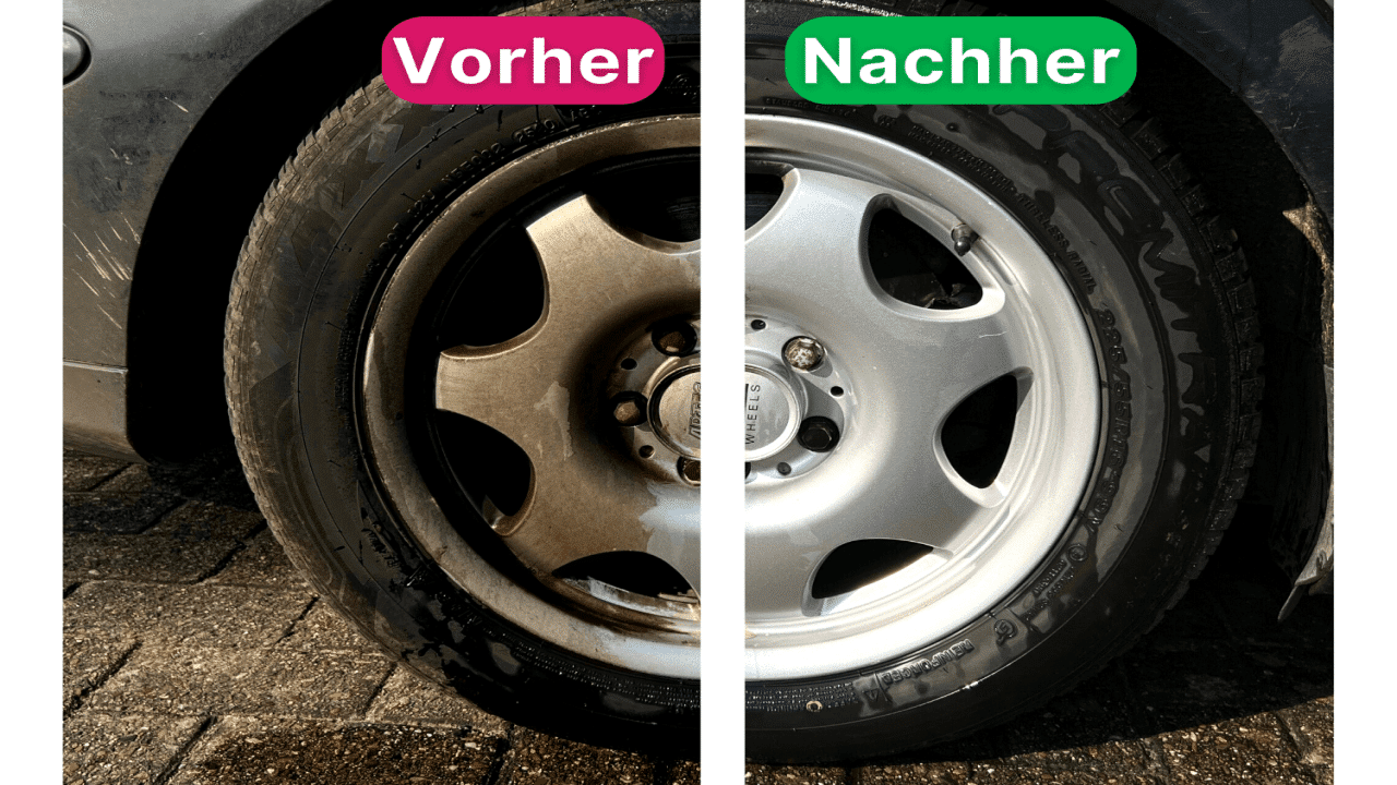 Selbst hartnäckiger Schmutz an deinen Autofelgen ist mit unserem Muskelprotz kein Problem mehr!